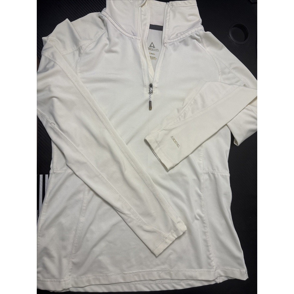 Ascend Women's Active Long-Sleeve Half-Zip Mock-Neck Shirt Off white Size S